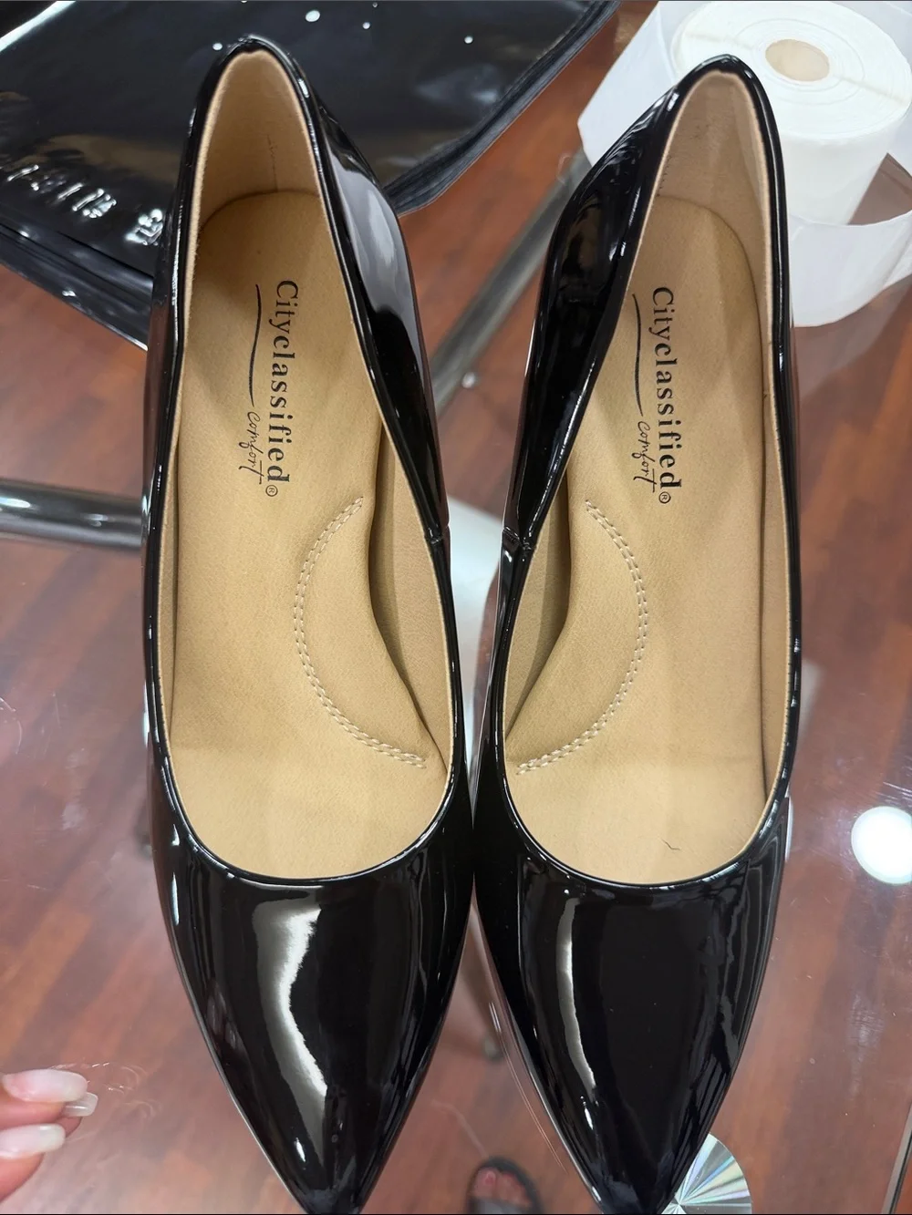 Cityclassified Black Patent Mid-Heel Classic Pump